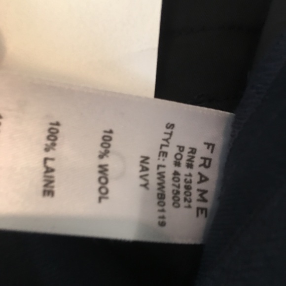 FRAME Navy Wool Slacks Pants Wide Leg NWT $375 S 2 - Picture 7 of 8